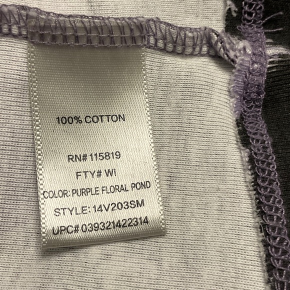 Nicole Miller Black and Purple Floral Long Sleeve Top - Picture 5 of 5